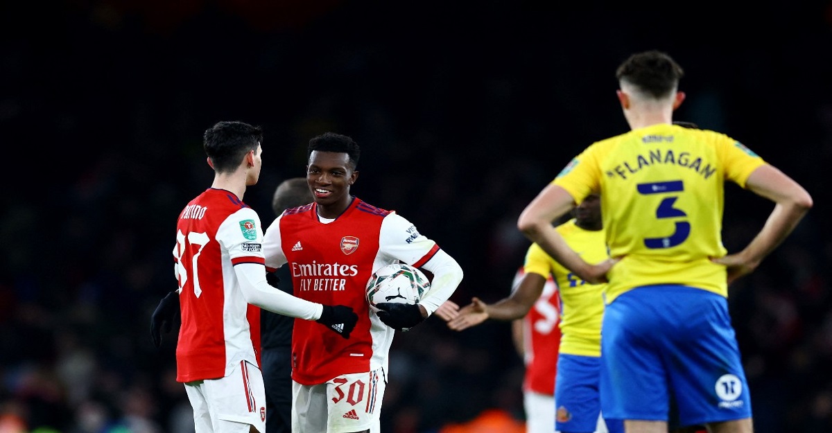 Eddie Nketiah hat-trick fires Arsenal into League Cup semi-finals