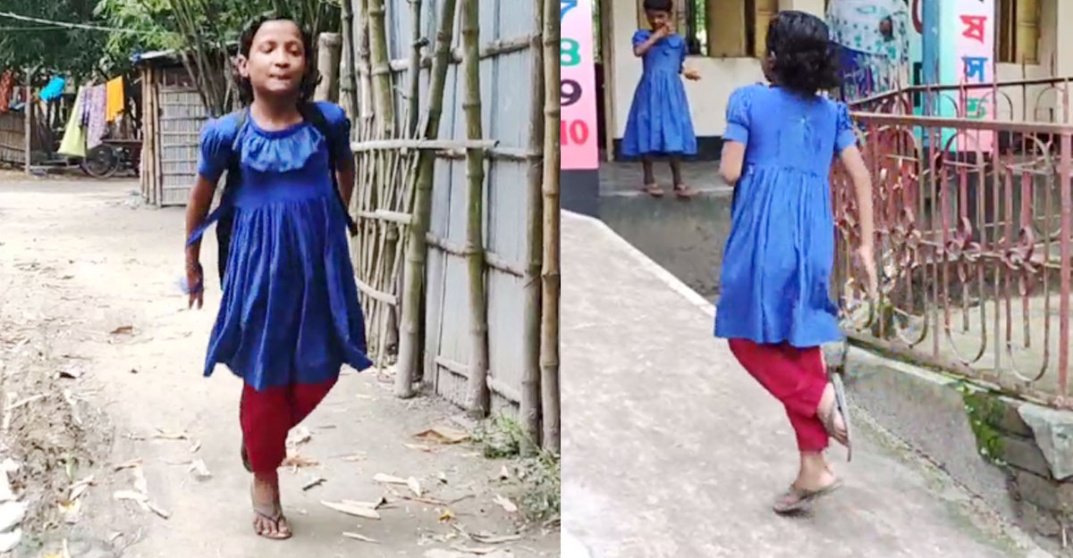 এক পায়ে লাফিয়ে ১ কিমি পেরিয়ে স্কুলে যায় সুমাইয়া