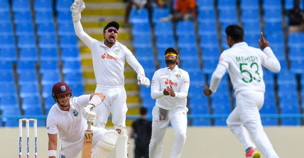 উইন্ডিজকে ২৬৫ রানে গুটিয়ে দিয়েও পিছিয়ে বাংলাদেশ দল
