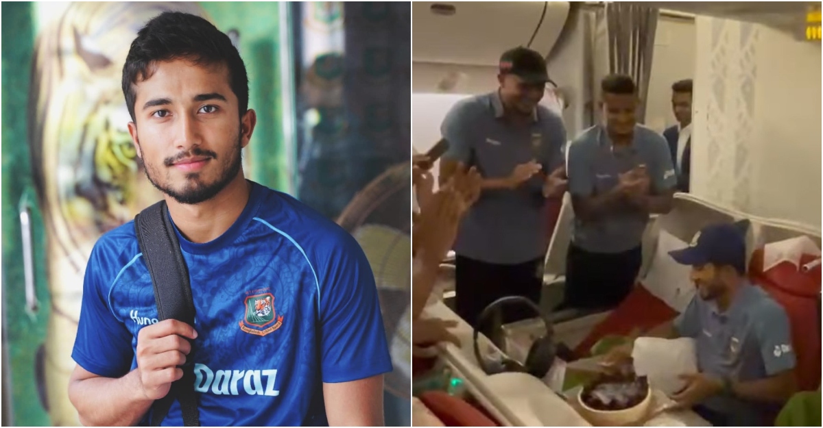 আফিফকে চমকে দিয়ে বিমানে তার জন্মদিন পালন তাসকিনদের