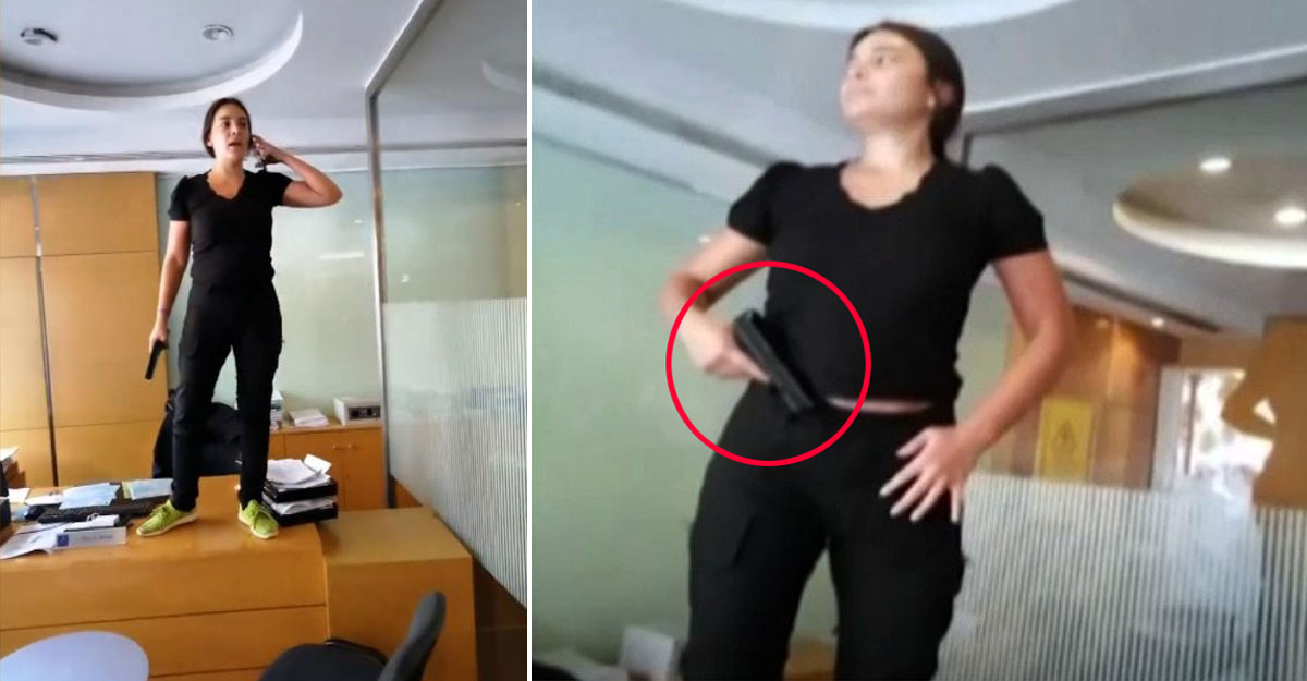 ভিডিও: চেক নয়, বন্দুক দেখিয়ে ব্যাংক থেকে নিজের টাকা লুট নারীর