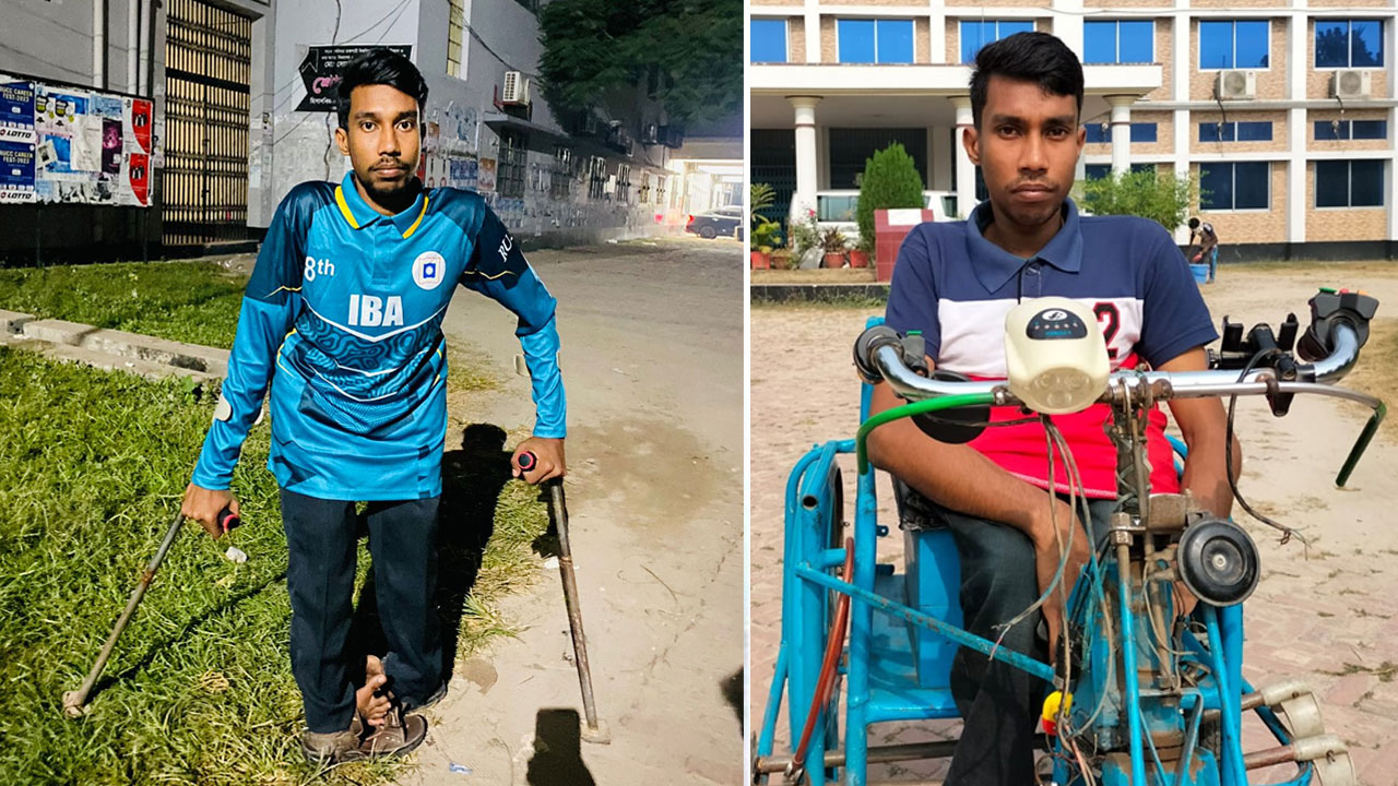 অকেজো দুই পা নিয়ে স্বপ্ন জয়ের পথে রাবির বিশ্বজিৎ