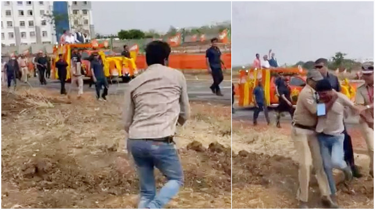 নিরাপত্তাবেষ্টনী ভেঙে মোদির দিকে দৌড় যুবকের (ভিডিও)