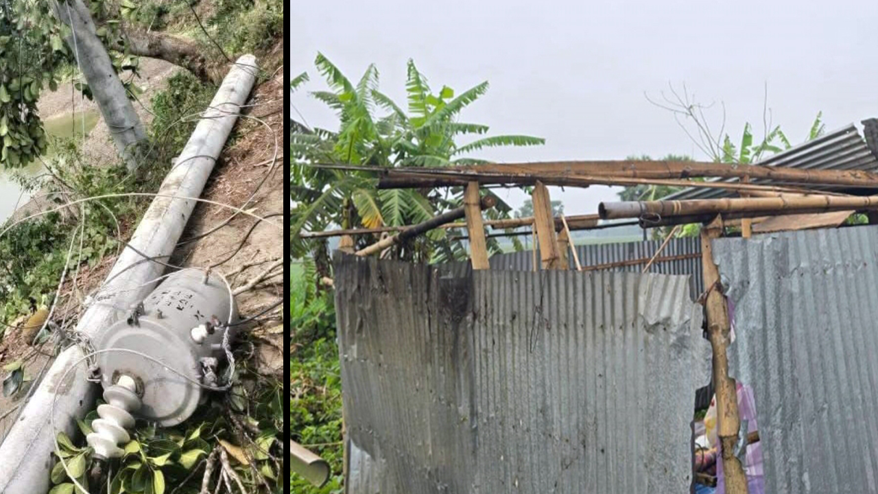 ফরিদপুরে ৫ মিনিটের ঝড়ে ব্যাপক ক্ষয়ক্ষতি, বিদ্যুৎ সংযোগ বন্ধ
