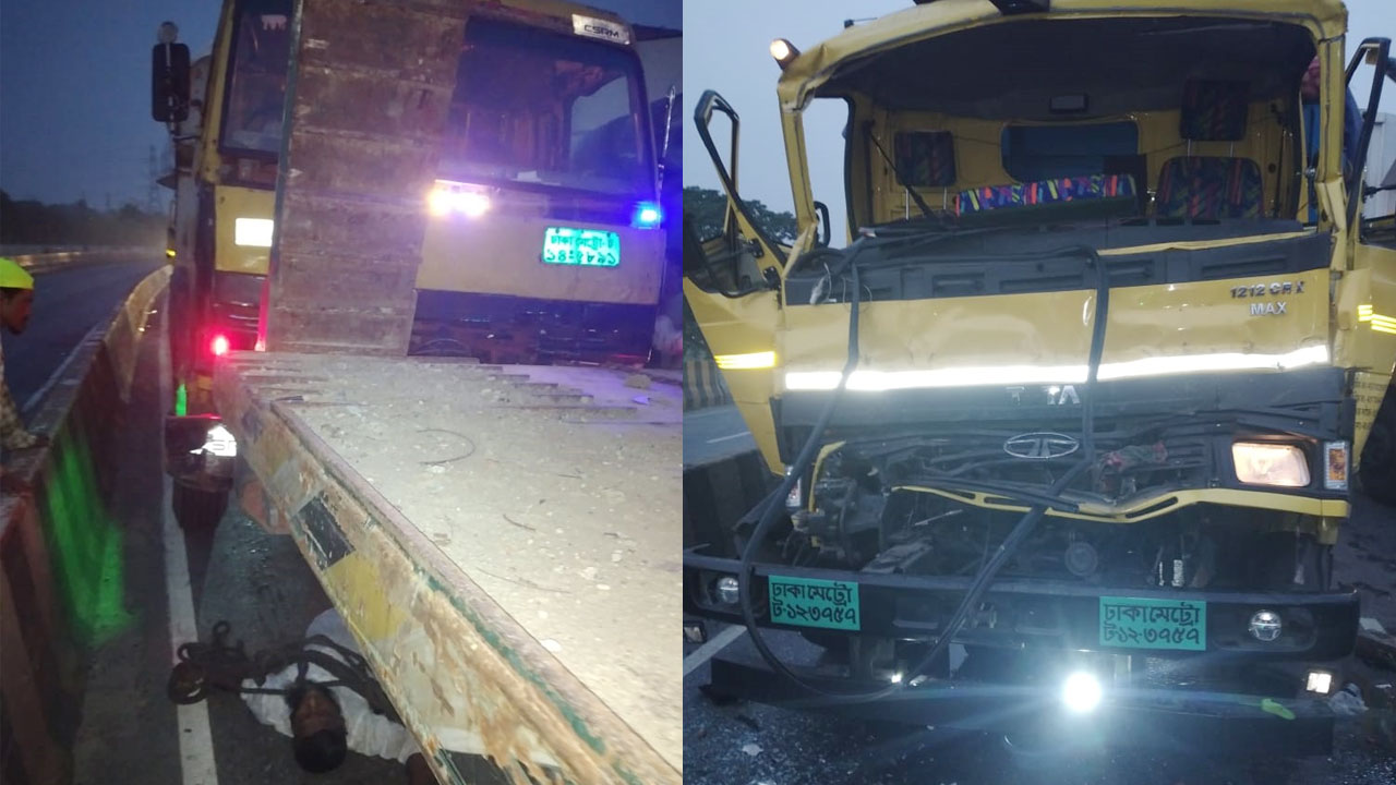 দাঁড়িয়ে থাকা দুই ট্রাকে আলুবোঝাই ট্রাকের ধাক্কা, নিহত ২
