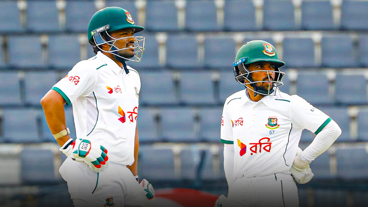 শান্ত-মুমিনুল জুটিতে ফিফটির পর লাঞ্চে গেল বাংলাদেশ