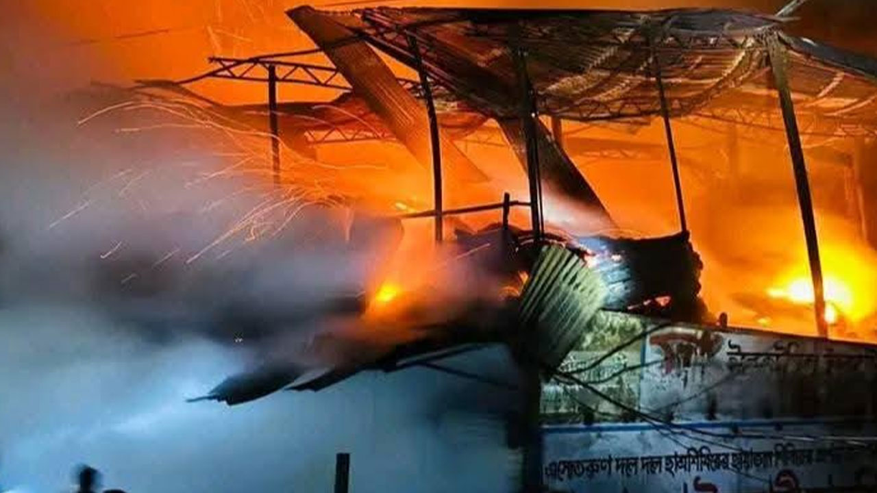 মধ্যরাতে আগুনে সেনবাগের ১২ দোকান পুড়ে ছাই