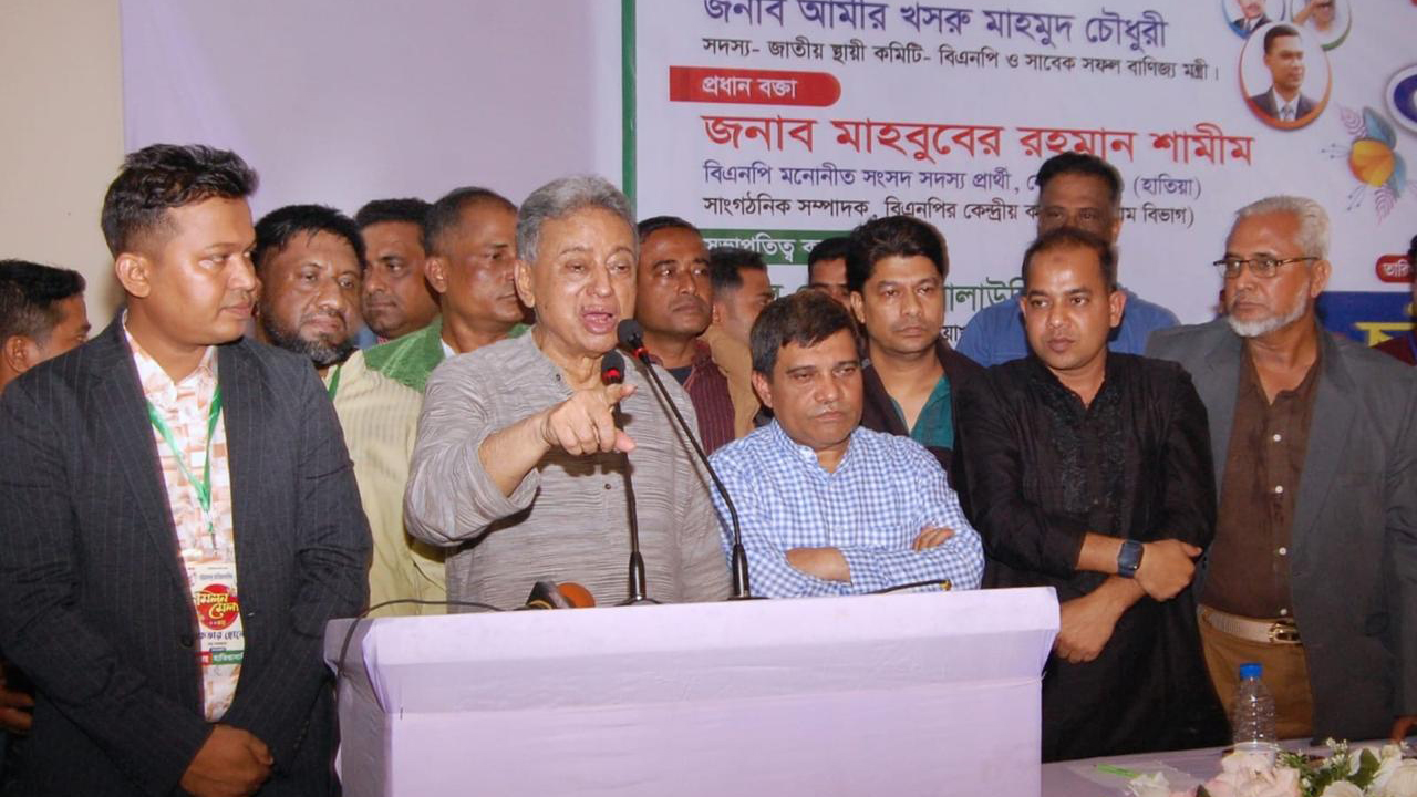 বিএনপির শামীম নির্বাচিত হলে হাতিয়া মাথা উঁচু করে দাঁড়াবে : আমীর খসরু