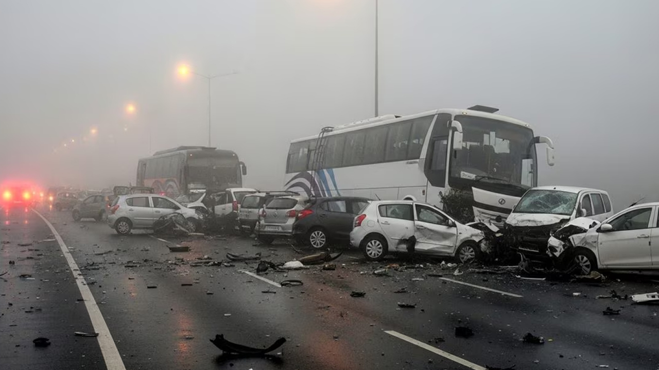 ভারতে ঘন কুয়াশায় ভয়াবহ দুর্ঘটনার কবলে অসংখ্য বাস-ট্রাক-গাড়ি (ভিডিও)