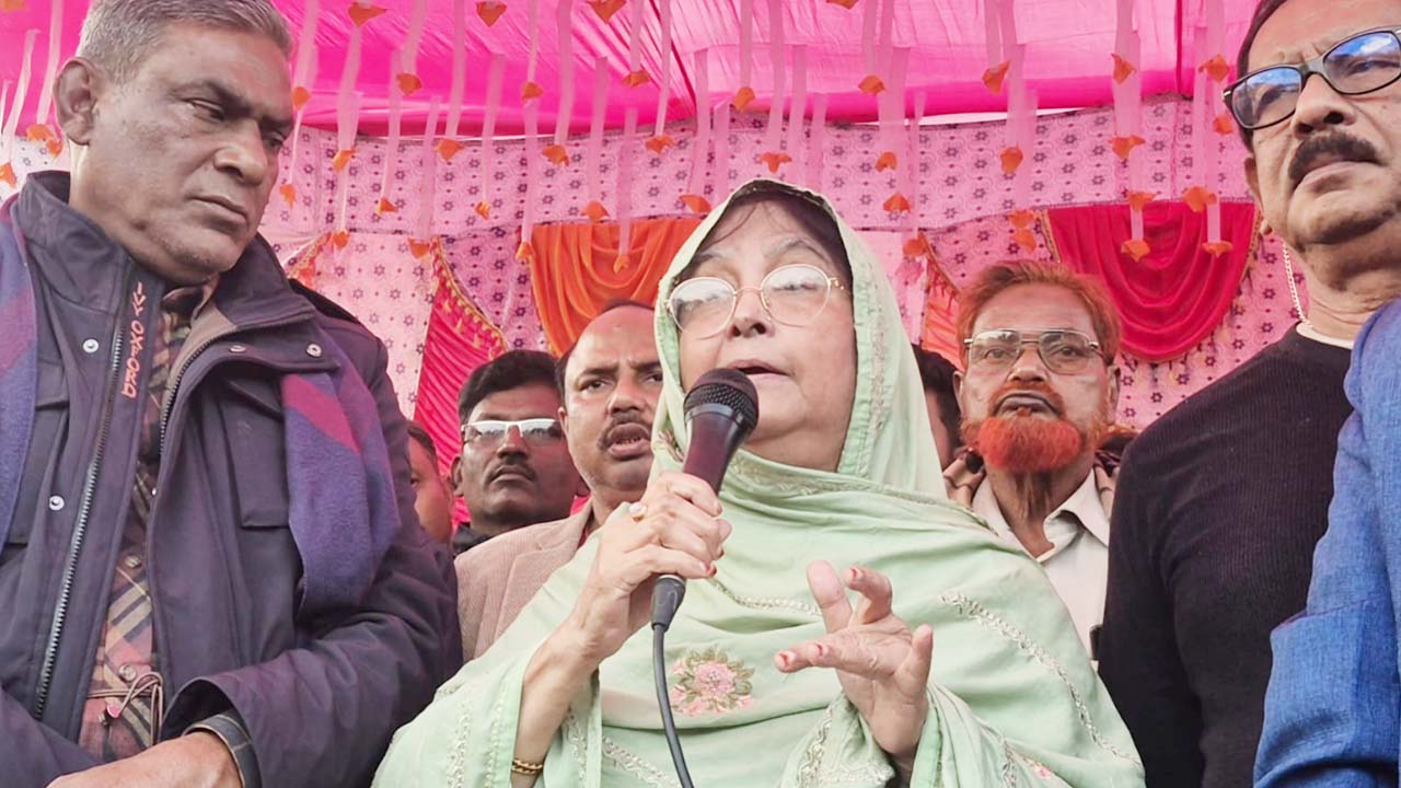 পুতুলের সমর্থনে নির্বাচনী প্রচারণায় পটলের স্ত্রী