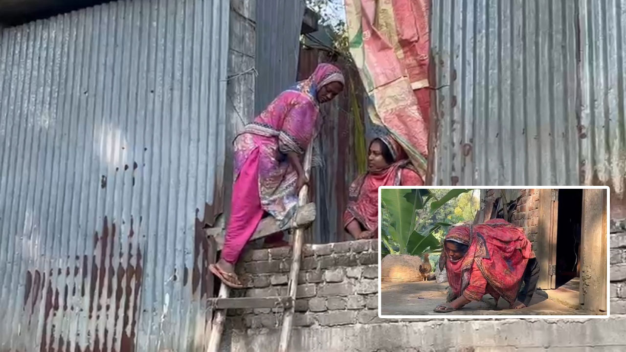 যাতায়াতের পথ রুদ্ধ করেছেন ভাই, মইই ভরসা প্রতিবন্ধী নারীর