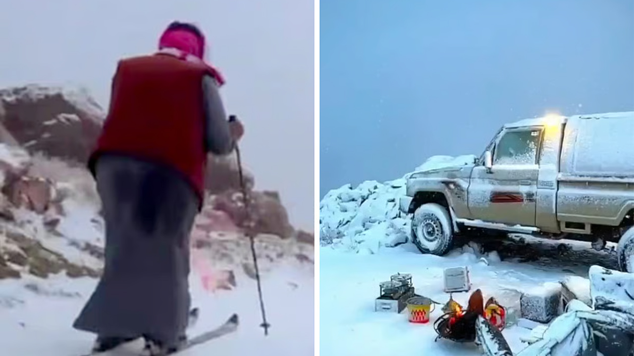 সৌদি আরবের একাধিক জায়গায় বিরল তুষারপাত (ভিডিও)