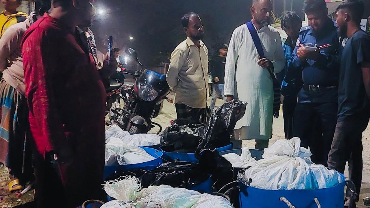 বাউফলে যাত্রীবাহী বাস থেকে ১৪ মণ জাটকা জব্দ