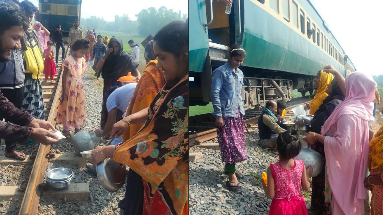 ট্রেনে ক্ষুধার্ত যাত্রীদের পাশে দাঁড়িয়ে প্রশংসায় ভাসছেন গ্রামবাসী