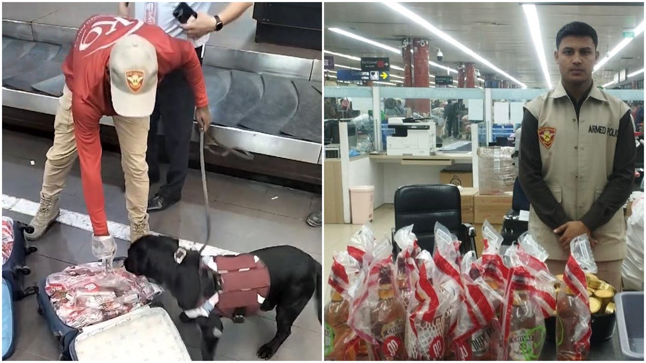 শাহজালালে ভারতের ফ্লাইট থেকে মদ ধরিয়ে দিল দুই কুকুর