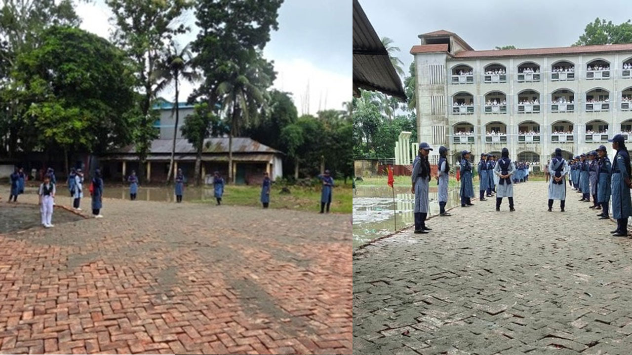 ডিসির গাড়ি ঢুকবে, তাই বিদ্যালয়ের মাঠে রাতারাতি রাস্তা