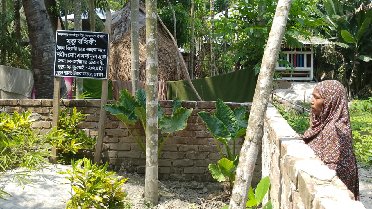 এখনো ছেলের কবরের পাশে বসে কাঁদেন শহীদ এমদাদুলের মা