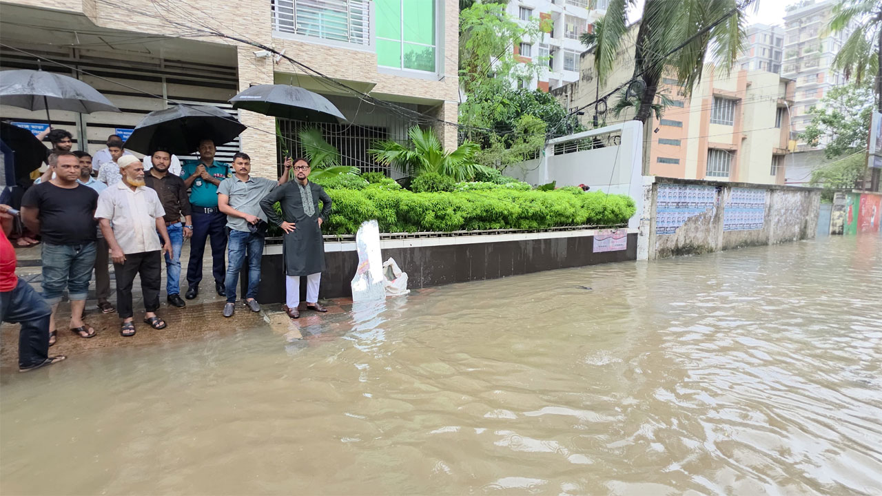 জলমগ্ন স্থানে গিয়ে জনগণকে সচেতন হতে বললেন চসিক মেয়র