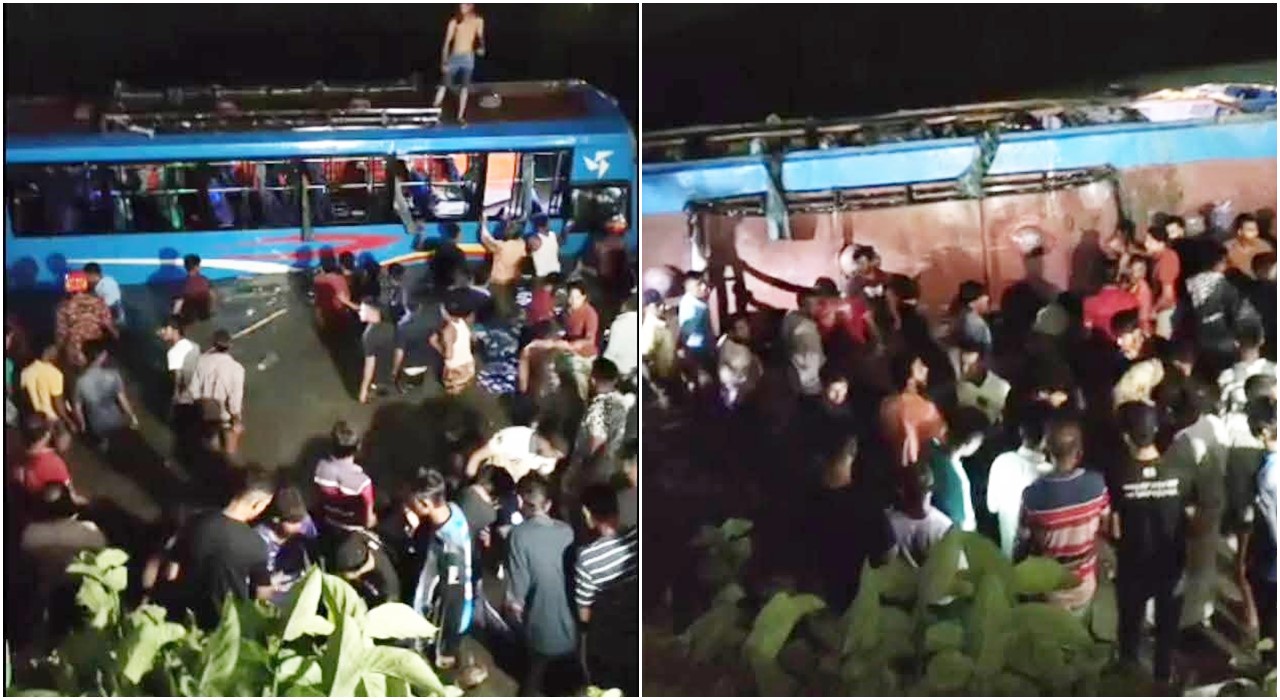 রংপুরে নিয়ন্ত্রণ হারিয়ে পুকুরে বাস, নিহত ৩ ও আহত ২৫