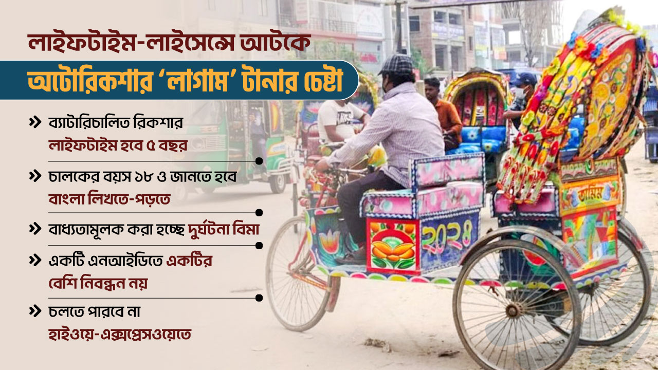 ব্যাটারিচালিত রিকশাকে ‘নিয়মে’ বাঁধছে সরকার