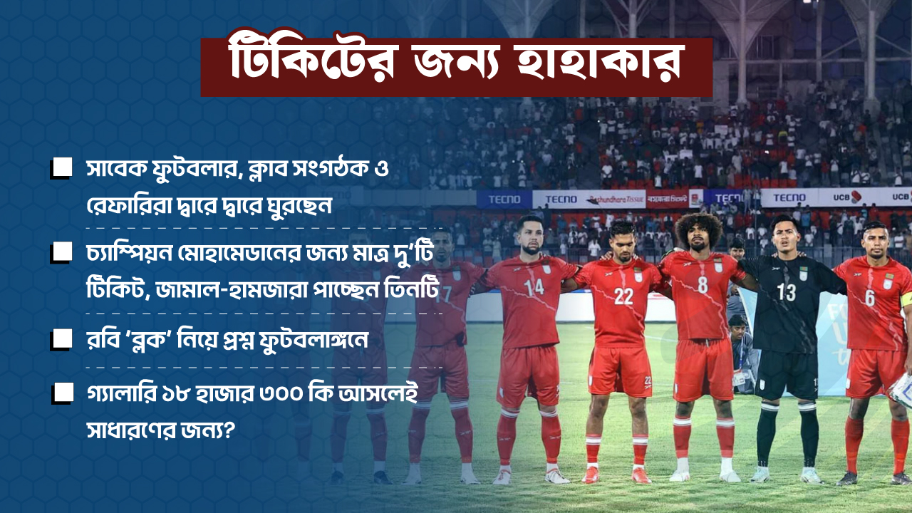 তুমুল উন্মাদনা ফুটবলপ্রেমীদের, টিকিট নিয়ে নানা অভিযোগ ফুটবলাঙ্গনে