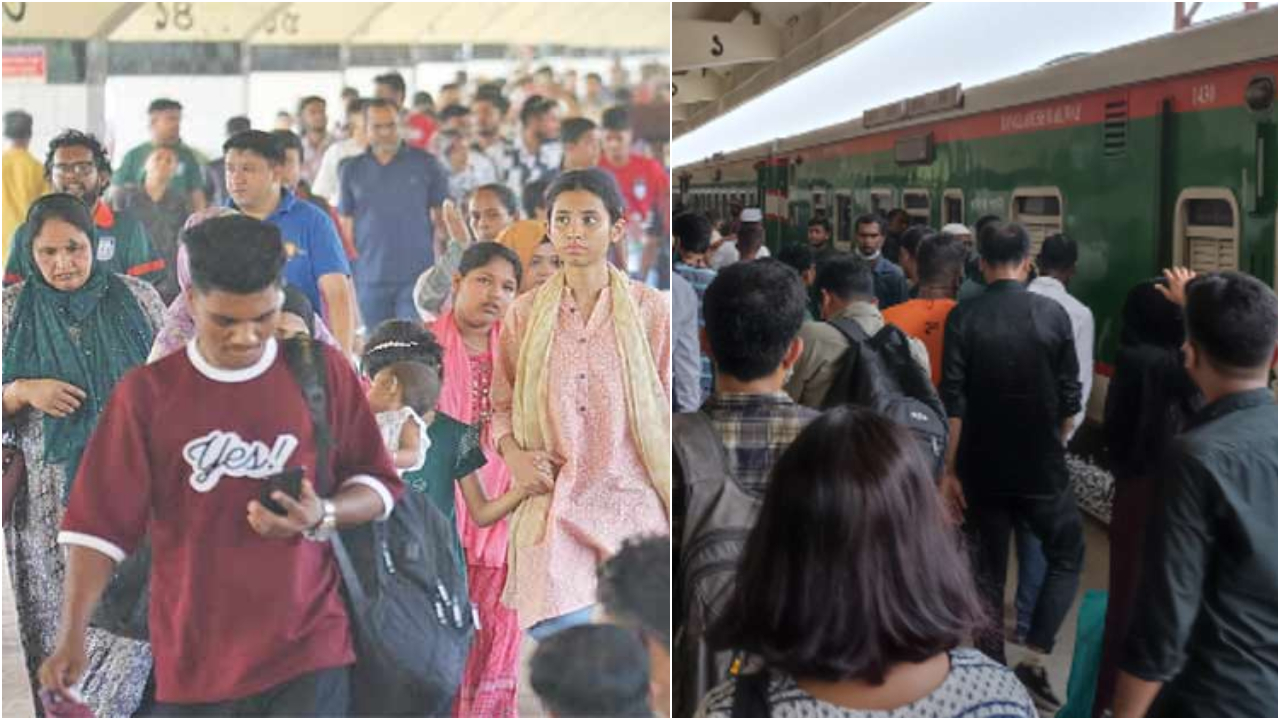 ঢাকামুখী ট্রেন-বাসে ভিড়, অনেকে এখনও ছুটছেন গ্রামের পথে