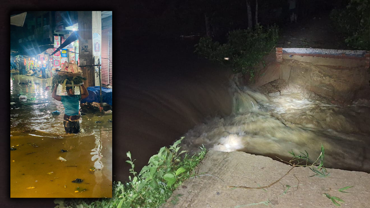 ফেনীতে ফের বন্যা নিয়ন্ত্রণ বাঁধে ভাঙন, পাউবোকে দুষছেন এলাকাবাসী