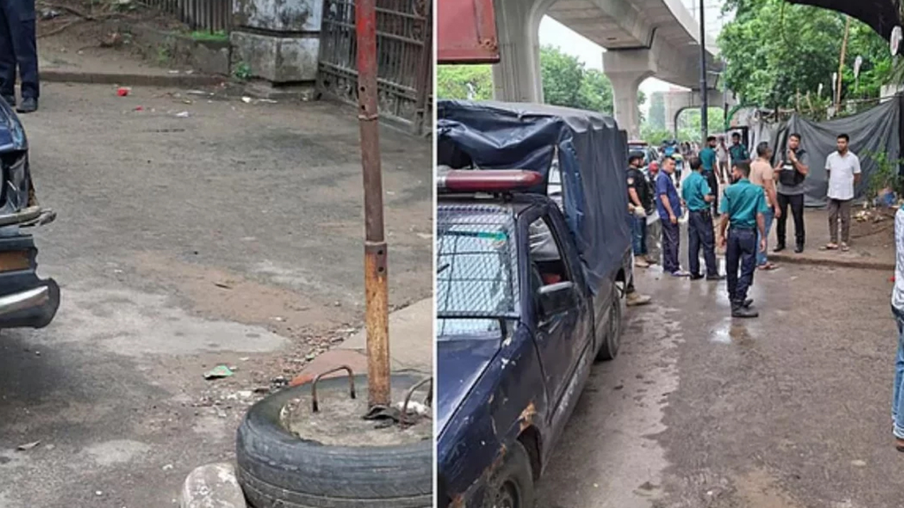 শিশু একাডেমির ফুটপাতে ককটেল সদৃশ বস্তুর বিস্ফোরণ
