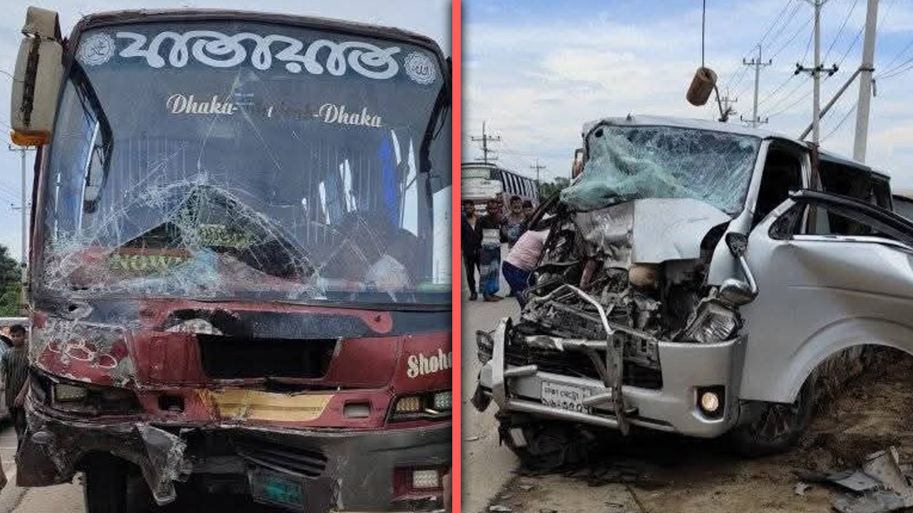 নরসিংদীতে বাস-মাইক্রো-সিএনজির ত্রিমুখী সংঘর্ষ, নিহত ১