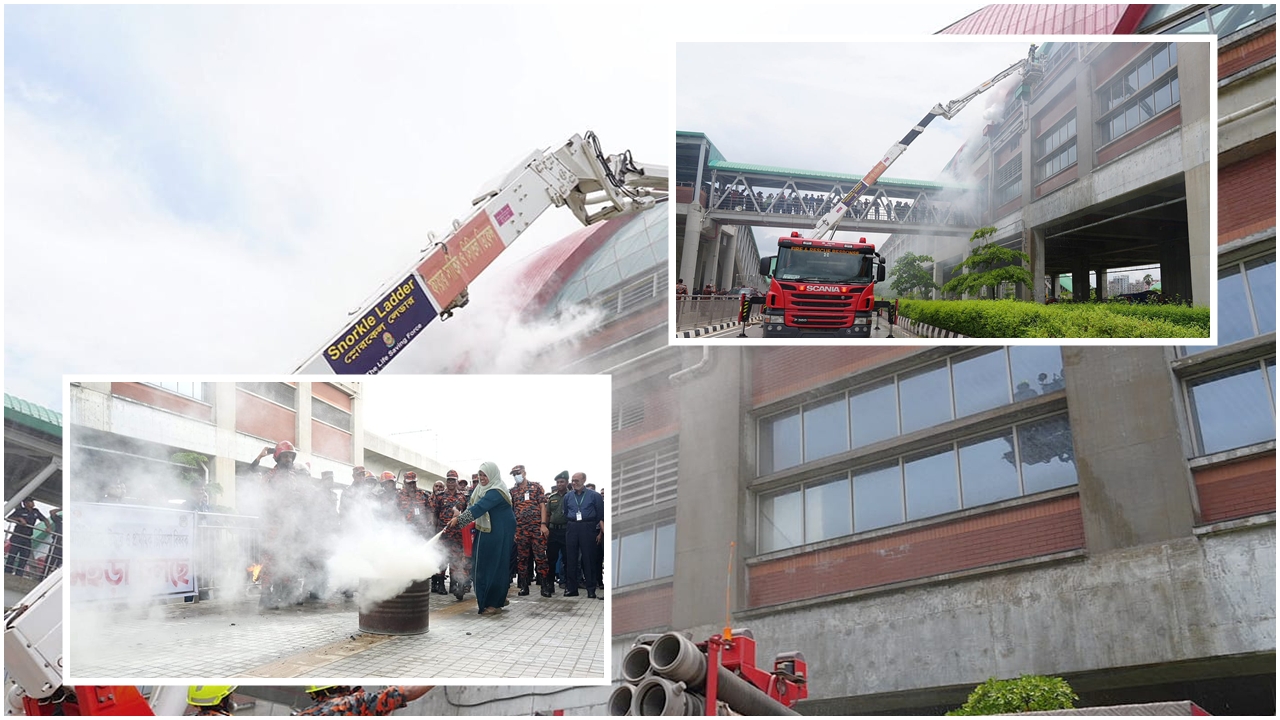 মেট্রোরেল স্টেশনে অগ্নিনির্বাপণ ও উদ্ধার মহড়া