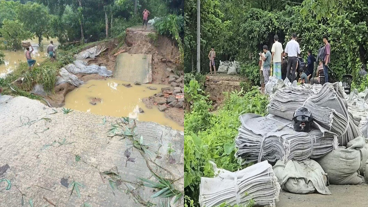 ফেনীতে বন্যা নিয়ন্ত্রণ বাঁধের সংস্কারকাজ শুরু, পানি নেমে যাওয়ায় স্বস্তি