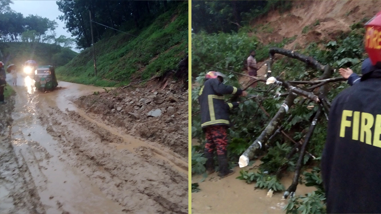 ভারী বর্ষণে পাহাড় ধস, ধীর গতিতে চলছে গাড়ি