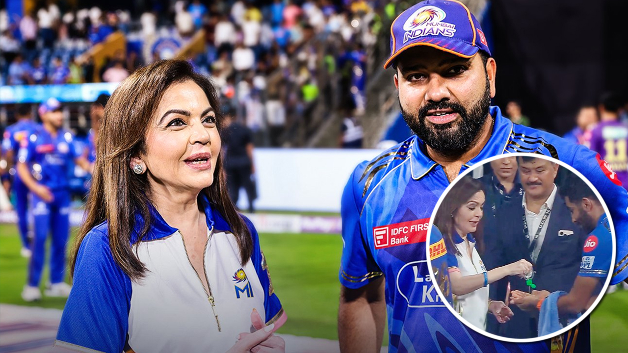 স্যানিটাইজার লাগিয়ে ক্রিকেটারদের সঙ্গে হাত মেলালেন নীতা আম্বানি