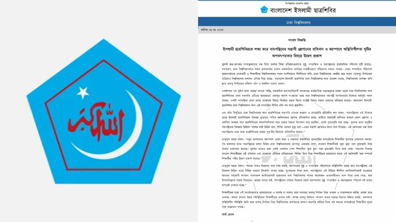 ঢাবিতে বামপন্থিদের উত্তপ্ত স্লোগানে শিবিরের উদ্বেগ