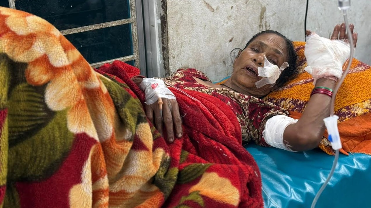 কুড়িয়ে পাওয়া ককটেল বিস্ফোরণে বৃদ্ধা আহত