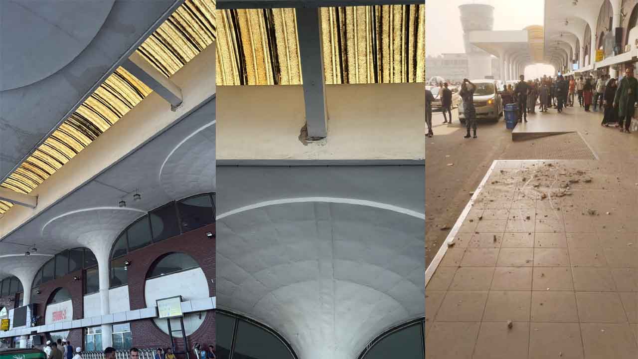 শাহজালাল বিমানবন্দরের ড্রাইভওয়ের কিছু অংশের সিলিং প্যানেল খসে পড়েছে