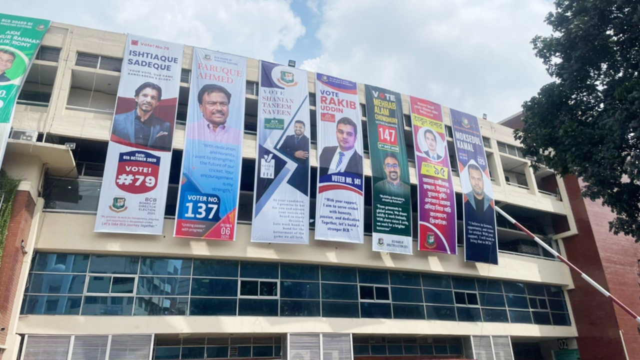 বিসিবিতে নির্বাচনী আবহ, ব্যানার টানিয়ে প্রার্থীদের প্রচারণা
