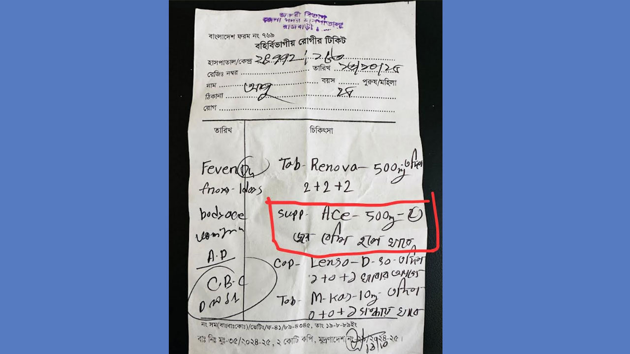 প্রেসক্রিপশনে সাপোজিটরি খাওয়ার নির্দেশ, ফেসবুকে ভাইরাল