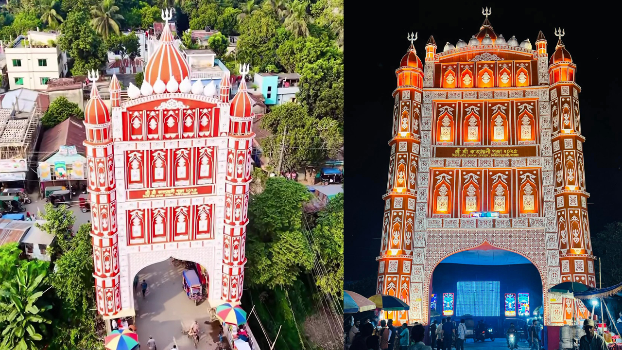 মাগুরায় দর্শনার্থীদের নজর কাড়ছে ৯০ ফুটের তোরণ