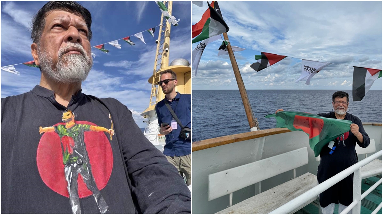 গাজার পথে শহিদুল আলম, বুকে আবু সাঈদ হাতে লাল-সবুজের পতাকা