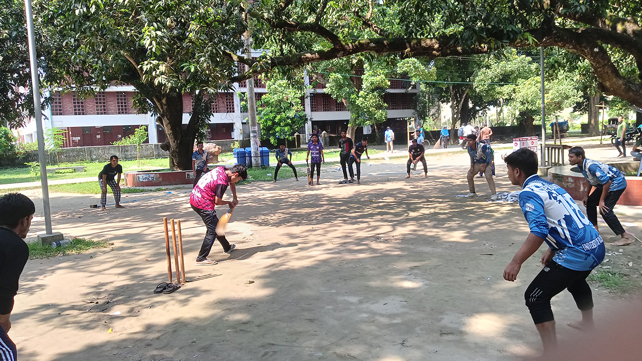 রাকসু নির্বাচনের আগের দিন ক্যাম্পাসে ক্রিকেট উৎসব