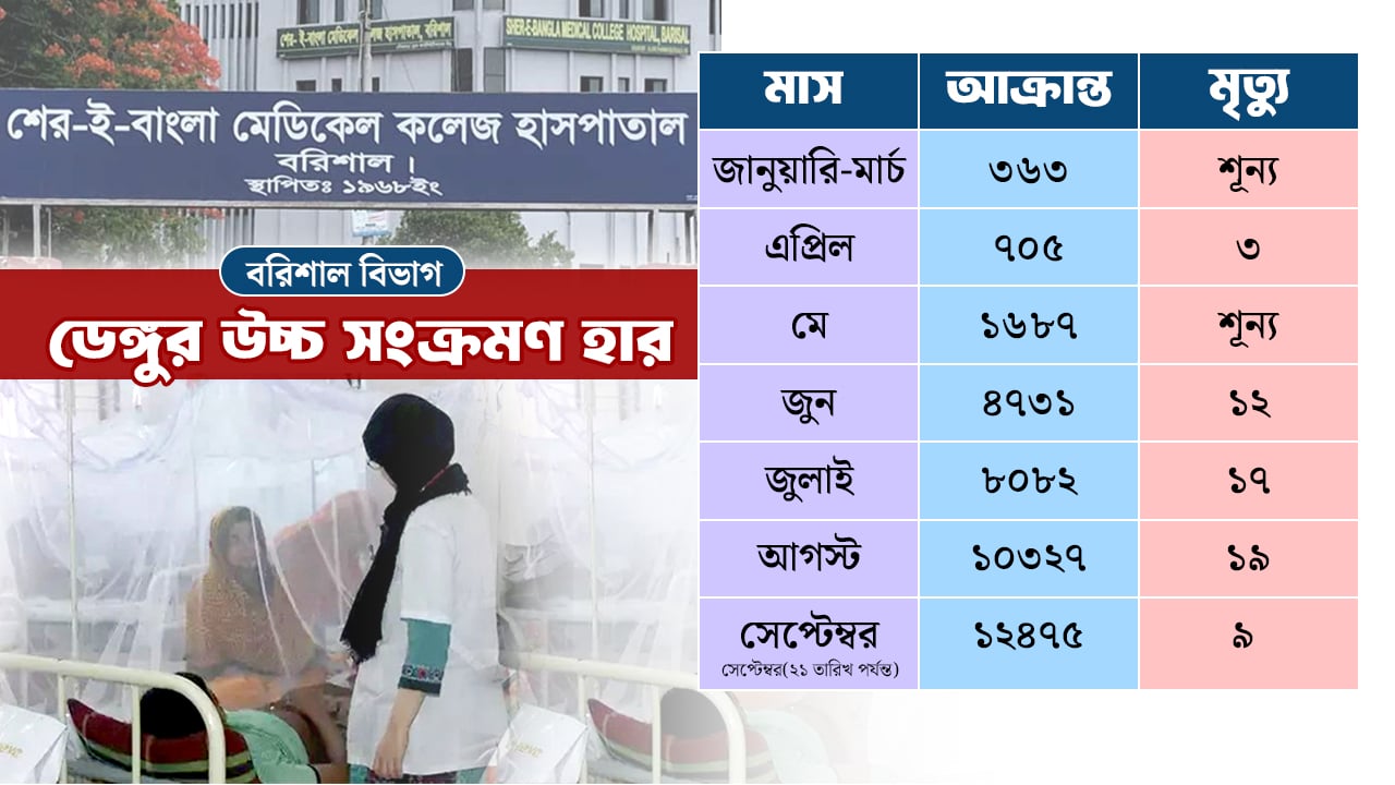 বরিশালে ডেঙ্গুর উচ্চ সংক্রমণ, উদ্বিগ্ন স্বাস্থ্য অধিদপ্তর