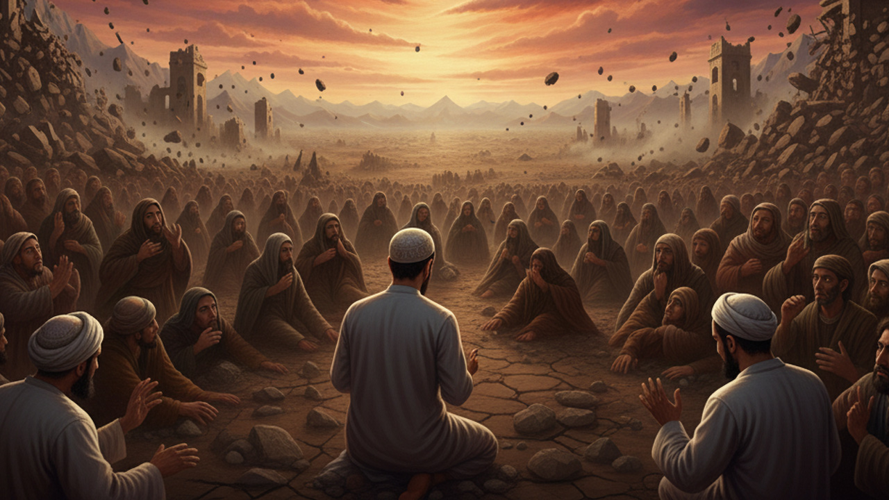 ইসরাফিল (আ.) শিঙ্গা নিয়ে দাঁড়িয়ে আছেন যেভাবে