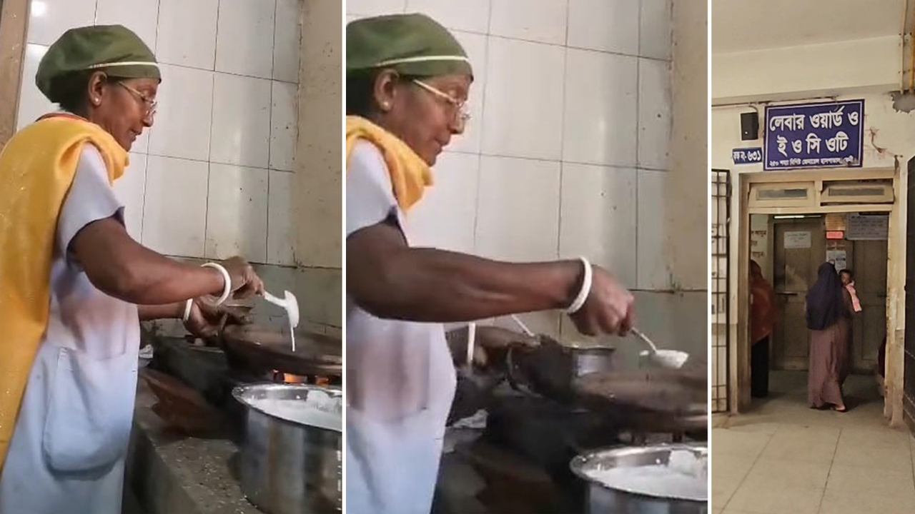 অপারেশন থিয়েটারের ভেতর চুলা, পিঠা বানাচ্ছেন নার্সরা