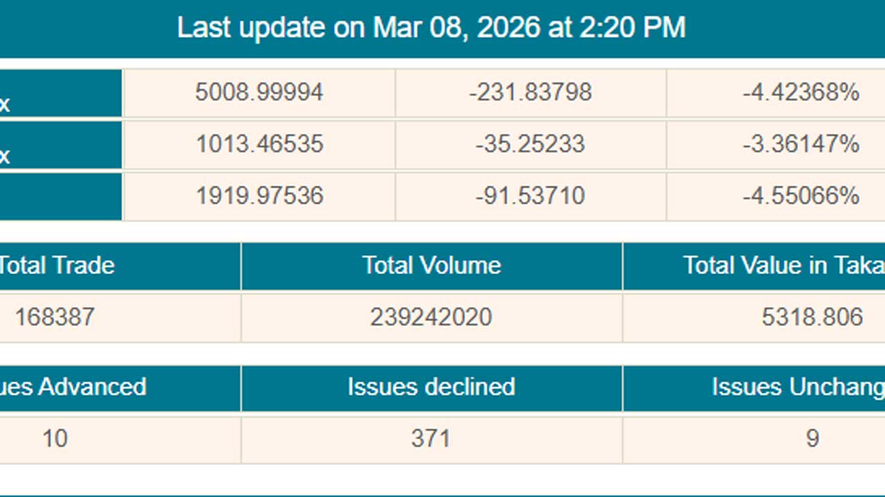 জ্বালানি ‘আতঙ্কে’ শেয়ারবাজারে বড় দরপতন